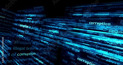 Corruption bribery and payola Headline news titles international media abstract concept  loop. Seamless and looped 3d animation.