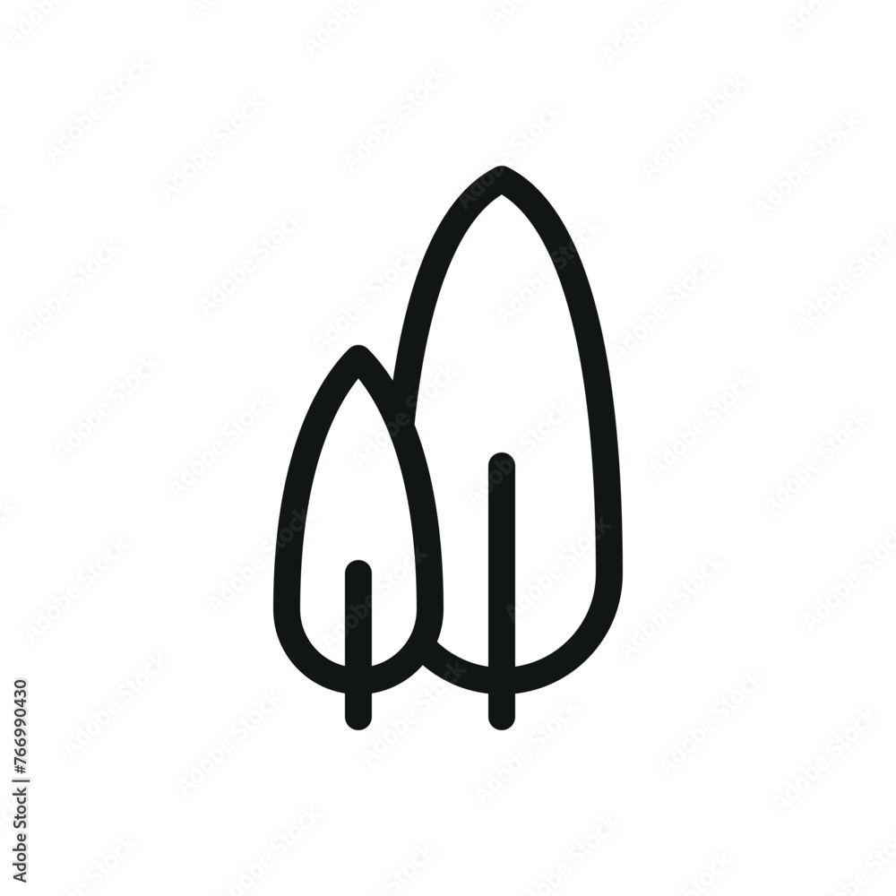 Thuja trees isolated icon, garden decorative shrubs vector symbol with editable stroke Thuja trees isolated icon, garden decorative shrubs vector symbol with editable stroke