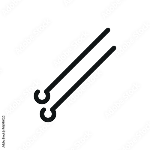 BBQ skewers isolated icon, metal skewers for grilling vector symbol with editable stroke