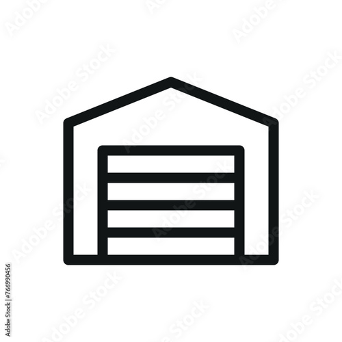 Garage isolated icon, roller door shed vector symbol with editable stroke