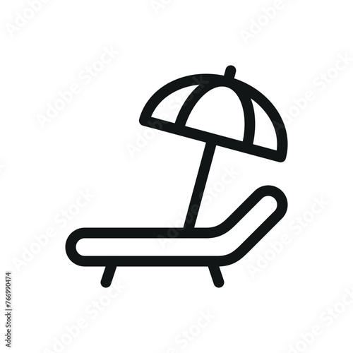 Outdoor beach lounge isolated icon, beach relax vector symbol with editable stroke