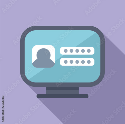 User account passcode icon flat vector. Computer code registration. Dual safe web