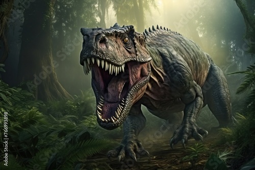 Dinosaur  Tyrannosaurus Rex in the jungle