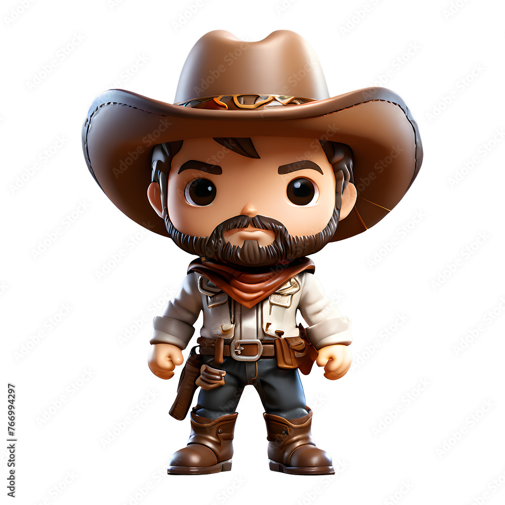 bearded cute cowboy 3d render element bearded cute cowboy 3d render element