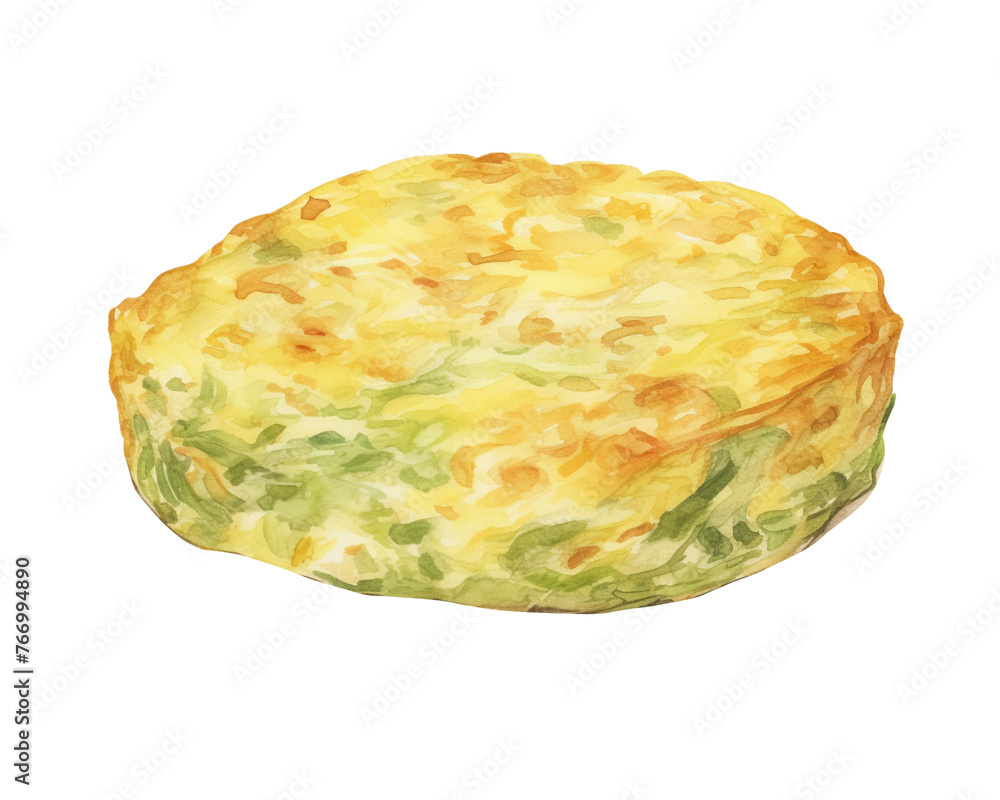 Frittata, single object , food, watercolor illustration isolated on white background for removing background , isolated background, Japanese style, watercolor Frittata, single object , food, watercolor illustration isolated on white background for removing background , isolated background, Japanese style, watercolor