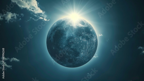 Solar eclipse with a radiant corona effect