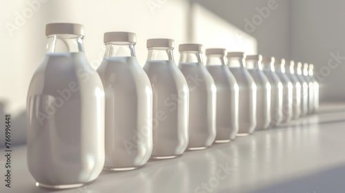 a row of milk bottles photo