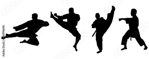 Set of Sport Men, Karate, Martial Arts, Athletic, Collection, Silhouette, Kata, Power, Training, Combat, Isolated, Vector Illustration