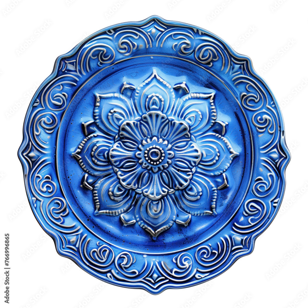 Elegant Blue Ceramic Decorative Plate