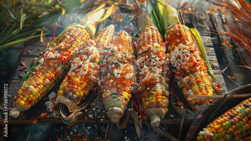 Mexican street corn, Mexican food  photo