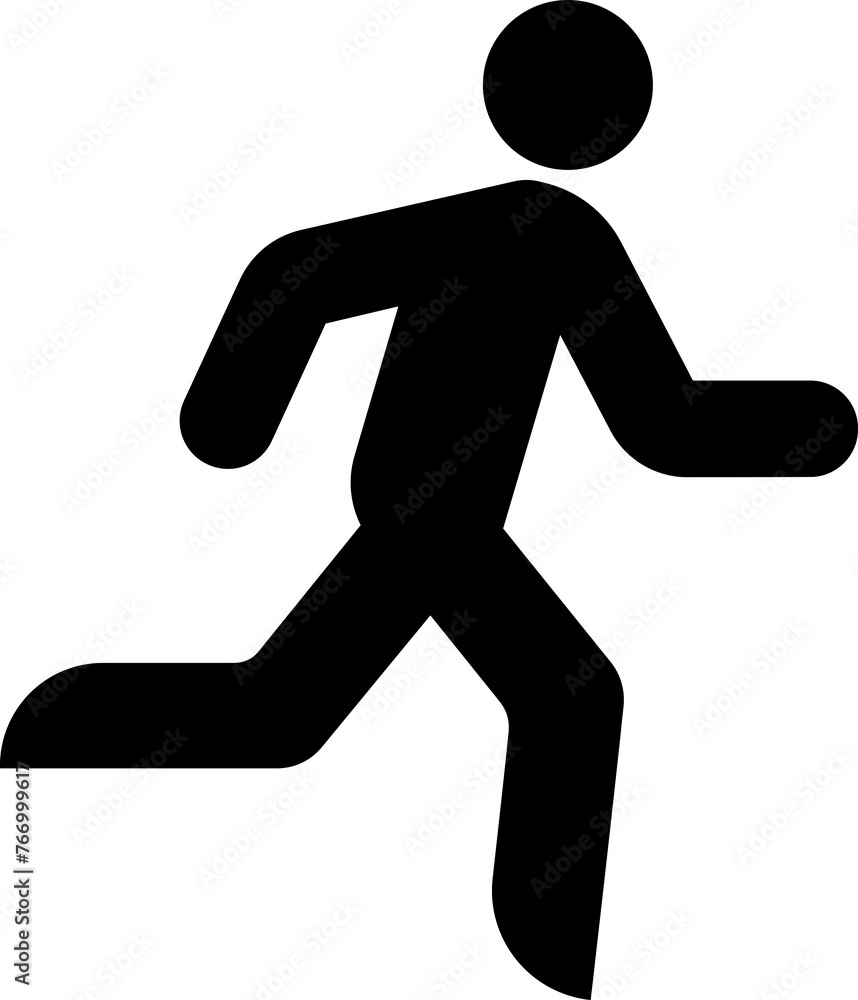 Running stick man silhouette icon isolated