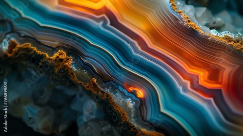 Colorful agate mineral cross section. This image is perfect for backgrounds, wallpapers, and other creative projects.