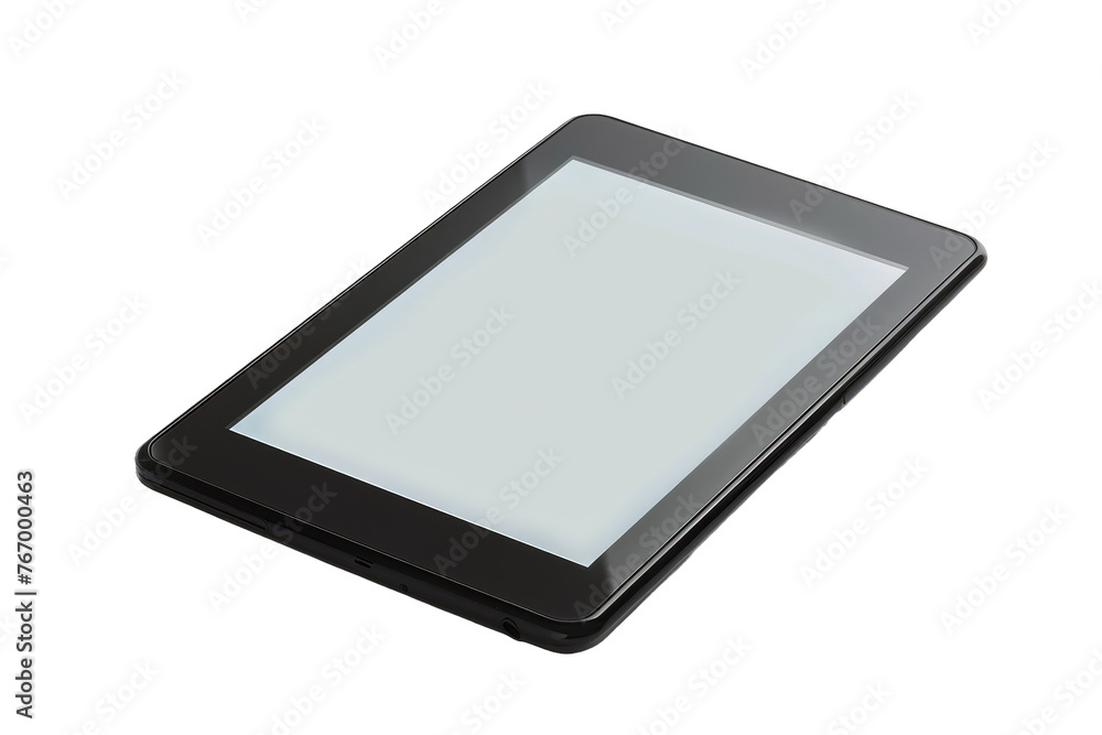 Black Tablet With White Screen on White Background. On a Clear PNG or White Background. Black Tablet With White Screen on White Background. On a Clear PNG or White Background.