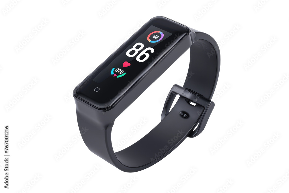 Obraz premium Modern Smart Watch With Black Band. On a Clear PNG or White Background.