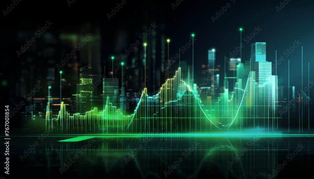 Green hologram rising stock chart background. Background with stock chart concept. Green hologram rising stock chart background. Background with stock chart concept.