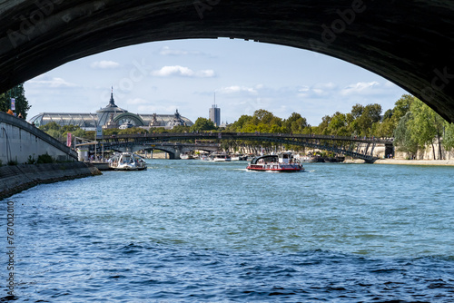 View from under the Pont Royal: The Grand Palais and the Pont Leopold Sedar Sanghor - Paris, France photo