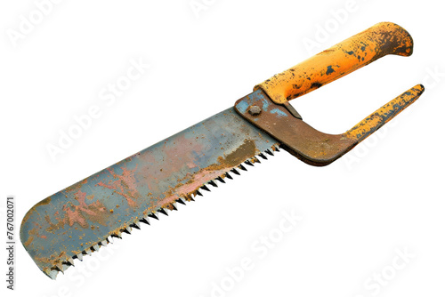 Rusty Saw With Long Blade on White Background. On a Clear PNG or White Background.