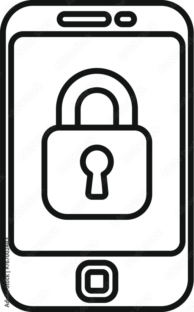 Lock secured phone icon outline vector. Id process multifactor. Credential passcode Lock secured phone icon outline vector. Id process multifactor. Credential passcode