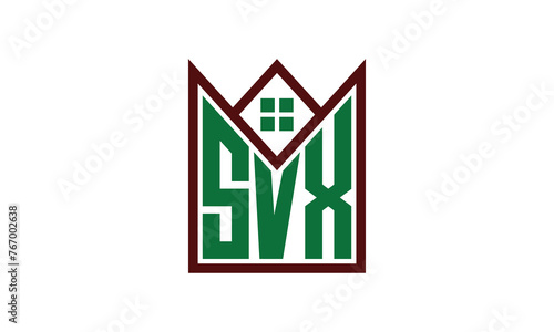 SVX initial letter builders real estate logo design vector. construction, housing, home marker, property, building, apartment, flat, compartment, business, corporate, house rent, rental, commercial photo