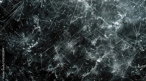 Dust and scratches design. Black abstract background. Vintage effect. Generative AI.