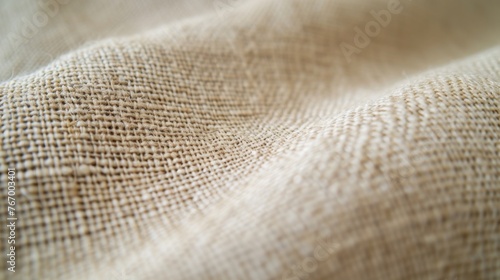Macro shot of cream-colored cloth showcasing the fine weave and texture under gentle lighting. Concept: Backgrounds and textures in neutral tones for versatile use.