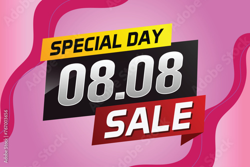 8.8 Special day sale word concept vector illustration with ribbon and 3d style for use landing page, template, ui, web, mobile app, poster, banner, flyer, background, gift card, coupon

