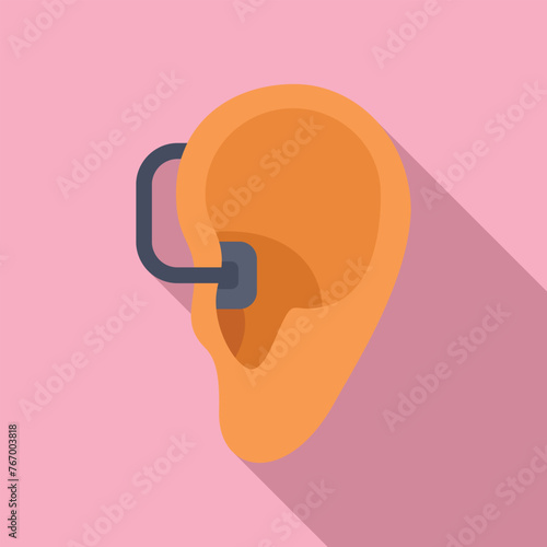 Device deafness icon flat vector. Implant audiology. Hearing aid tool