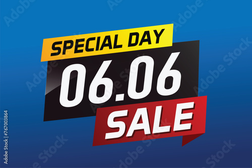 6.6 Special day sale word concept vector illustration with ribbon and 3d style for use landing page, template, ui, web, mobile app, poster, banner, flyer, background, gift card, coupon

