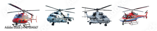 3D Rendering Pack of a Flying Helicopter on Transparent Background - Ai Generated