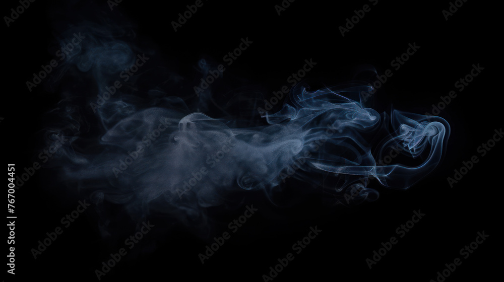 Misty Midnight: Smoke Billows on Black Background for Design Enhancement