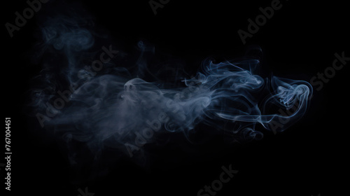 Misty Midnight: Smoke Billows on Black Background for Design Enhancement photo