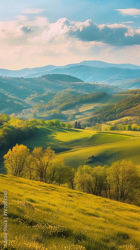 Panorama of beautiful countryside. sunny afternoon. wonderful springtime landscape Panorama of beautiful countryside. sunny afternoon. wonderful springtime landscape