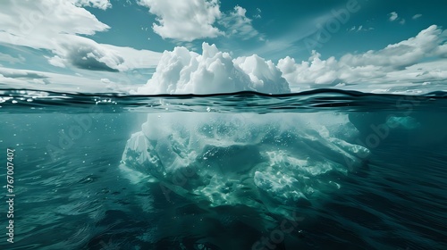 Submerged Iceberg  Crystal Clear Ocean Waters Reveal Stunning Underwater View