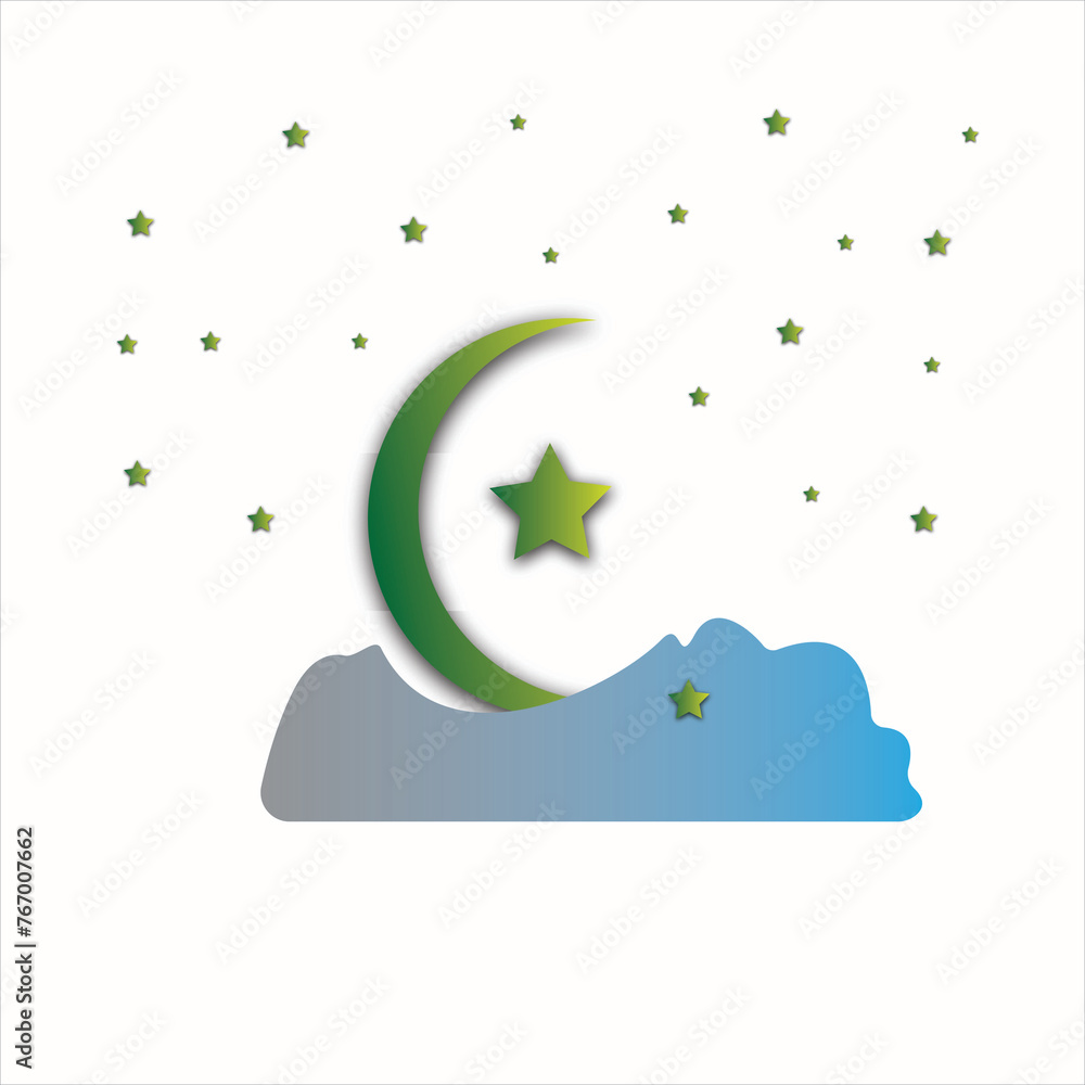 illustration of the moon and stars with beautiful view illustration of the moon and stars with beautiful view