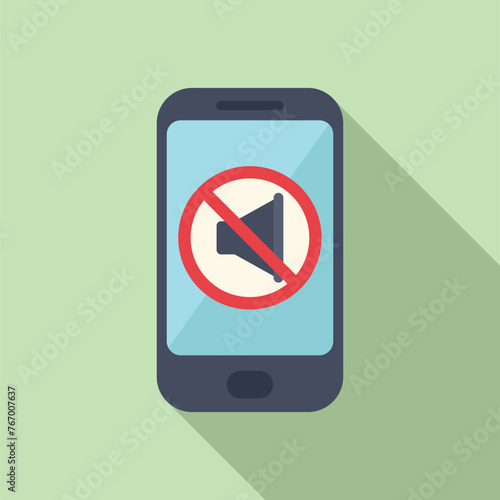 Mute phone sound icon flat vector. No sound device. Modern smartphone