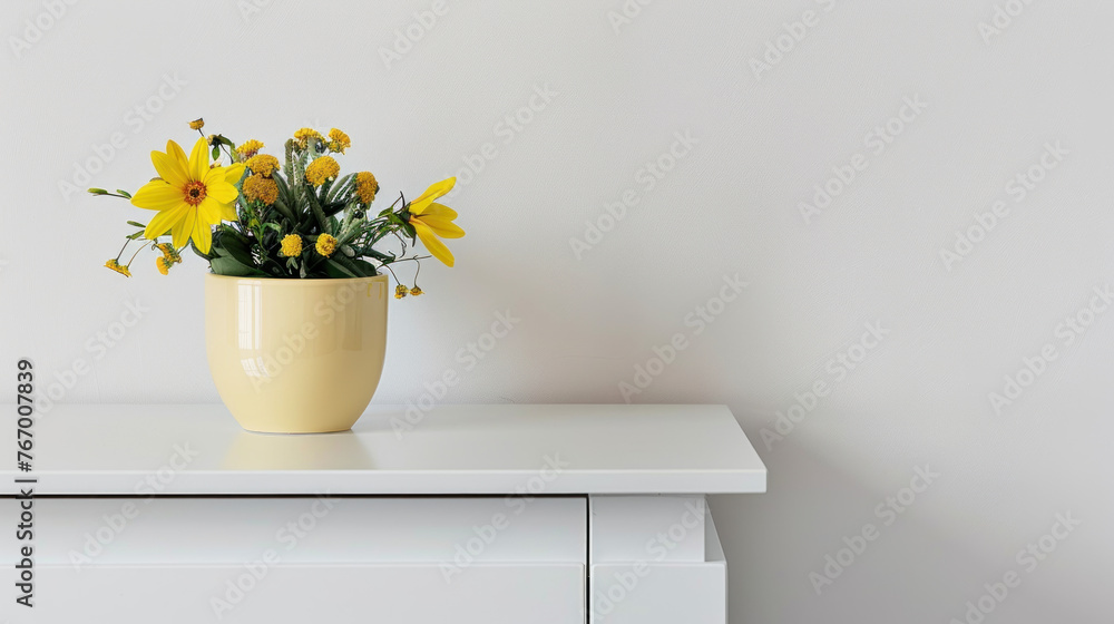 White Interior with Flower Accent