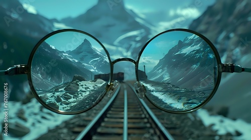 Mountain Train Adventure: Enjoying the Scenery Through Polarized Glasses