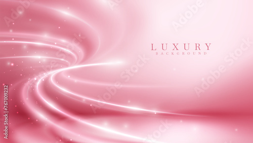 Elegant abstract background featuring a smooth pink neon lighting swirl with glistening particles and a soft glow.