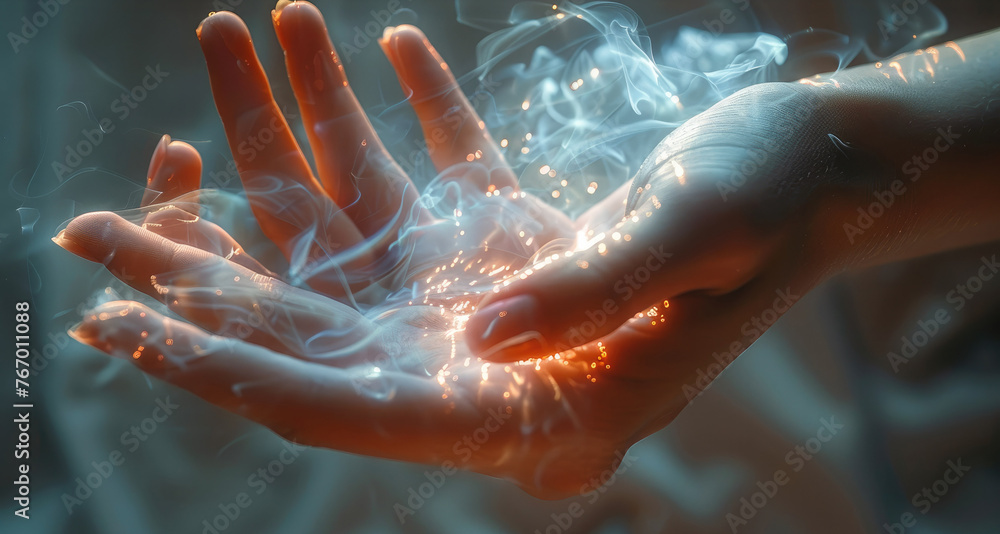 Fototapeta premium Light manipulation is a remarkable superpower that grants individuals control over the properties and behavior of light. Generative AI.