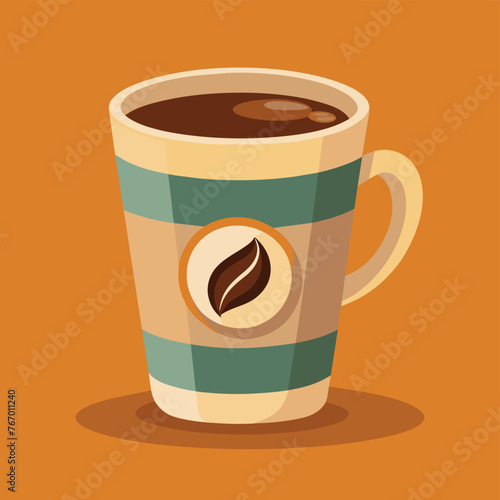 coffee cup cartoon illustration, coffee mug drink icon concept isolated  Art & Illustration