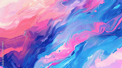 A painting of a blue and pink swirl with a blue and pink background. The painting has a dreamy  ethereal quality to it