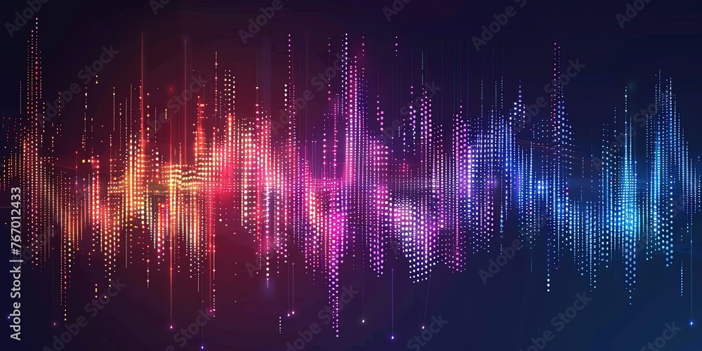 Music, notes, sound wave frequency, digital equalizer, audio, background, wallpaper. - obrazy, fototapety, plakaty 