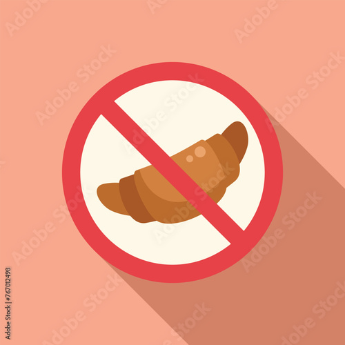 Fresh croissant food icon flat vector. Gluten intolerance. Food disease organic