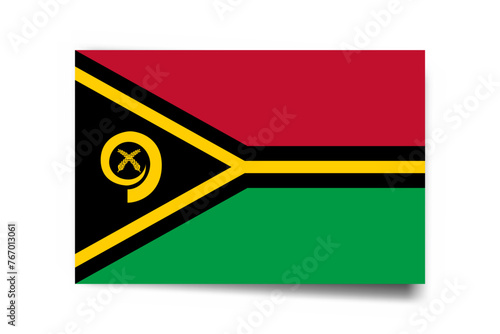 Vanuatu flag - rectangle card with dropped shadow isolated on white background.