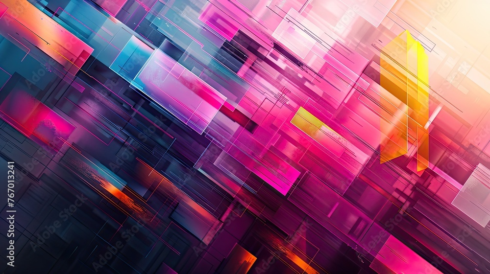 Creative Visual Design - Colorful Abstract Wallpaper - Futuristic Aesthetic with Stylish Geometric Elements and Gradient