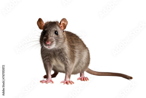 Brown Rat Standing on Hind Legs. On a Clear PNG or White Background.