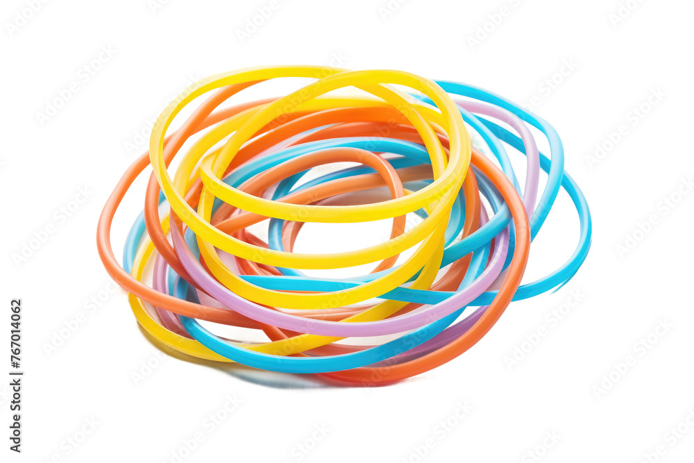 Colorful Rubber Bands on White Background. On a Clear PNG or White Background. Colorful Rubber Bands on White Background. On a Clear PNG or White Background.