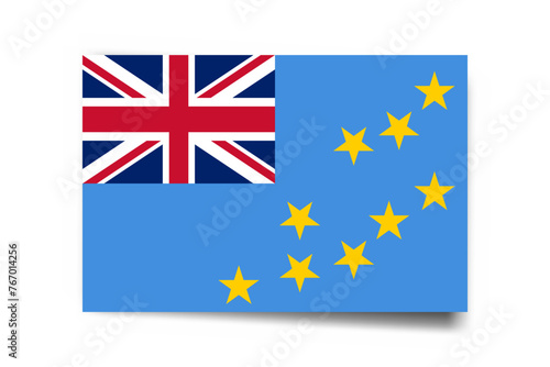 Free Download Tuvalu flag - rectangle card with dropped shadow isolated on white background. - GFXLoad