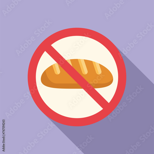 No bakery food icon flat vector. Gluten intolerance. Organic food disease
