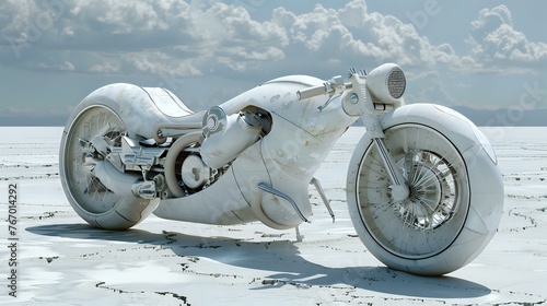 Ivory Motorcycle Carved from Stone: A Stunning Piece of Sculpture photo